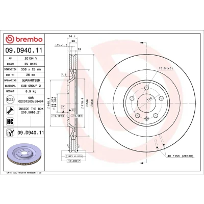 Bild av Bromsskiva BREMBO 09.D940.11