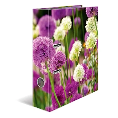Bild av HERMA mapp A4 lila blommor, 7 cm bred, ringpärm för barn med växtmotiv, färgglad innertryck pojkar och flickor
