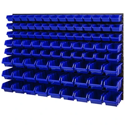 Bild av PAFEN Förvaringssystem vägghylla 1158 x 780 mm stapelbara lådor med visningslådor väggplattor set 3 typer av (blå)