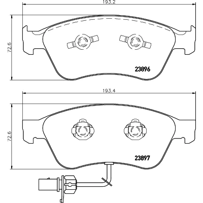 Bild av HELLA 8DB 355 009 211 Jeu de plaquettes frein avec contact du palpeur d&#039;usure intégré AUDI: A6 C6 Berline, A8 D3, VOLKSWAGEN: Phaeton