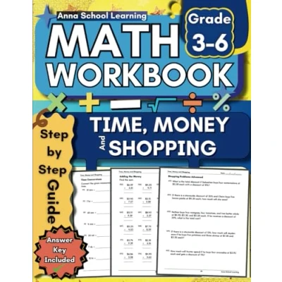 Bild av Time, Money and Shopping Math Workbook for Grades 3 to 6 with Time Passages, Addition, Subtraction Money, Word Problems Percent ... World Answers
