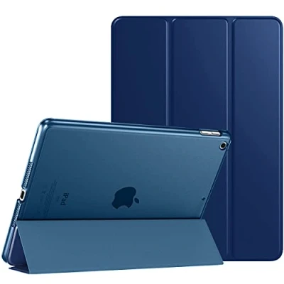 Bild av TiMOVO iPad fodral för 10.2 tum 9:e generationen 2021/iPad 8:e 2020/iPad 7:e 2019, tunt, genomskinligt och hårt skyddande smart i plast med stativ, 10,2 tum, marinblå