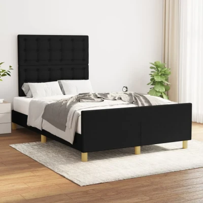 Bild av vidaXL Sängram med huvudgavel svart 120x200 cm tyg, säng, sovrumsmöbel, sängbotten, sängar, sovrumsmöbler, dubbelsäng, dubbelsängar, tygsäng