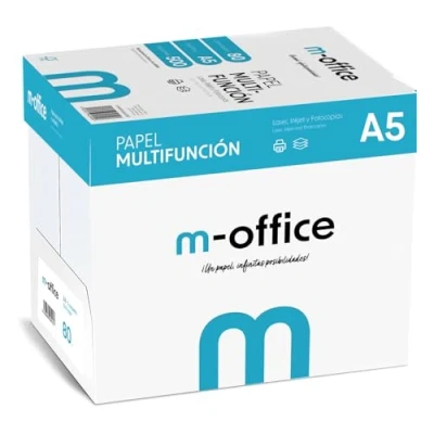 Bild av A5 pack 80 g folio, 5 med 500 ark, multifunktionspapper för bläckstråle och laserskrivare, ark 148 x 210 mm, perfekt kontoret hemmet, m office (2 ark)