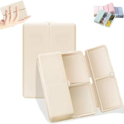 Bild av 7 Compartments Portable Travel Pill Case,Small Container for Pocket Purse Medicine Organizer,Compact and Box,Portable Daily Weekly Case (Color : White)