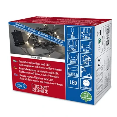 Bild av Konstsmide 3722 100 LED Ljusslinga, Plast, Vit, 240 x 7 11 cm