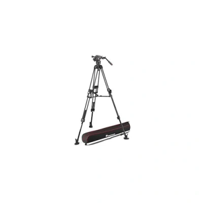 Bild av Manfrotto MVK608TWINFA, Nitrotech 608 Fluid videohuvud med aluminium 645 snabb tvillingad video tripod, Pro kit för DSLR, digitalkamera, videokamera, videograf, nyttolast 8 kg