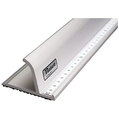 Bild av Victor Bar skärlinjal 50 cm av aluminium, professionell design, halkfri metalllinjal, aluminiumlinjal, med stålkant stållinjal 500 mm linjal skräddarlinjal