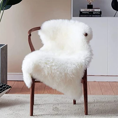 Bild av HEQUN Fuskpälsmatta, fluffig matta, lurviga mattor, fuskfårskinnsmattor golvmatta för sovrum vardagsrum barnrum dekor (vit, 50 x 80 cm)