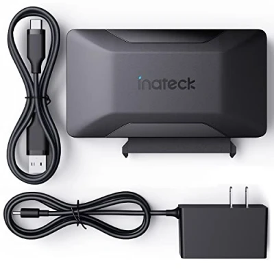 Bild av Inateck SATA USB adapter, 3.2 Gen 2 hårddiskadapter för 2,5/3,5 tum SSD/HDD, 12 V/2 A strömförsörjning ingår, dubbelriktad överföring