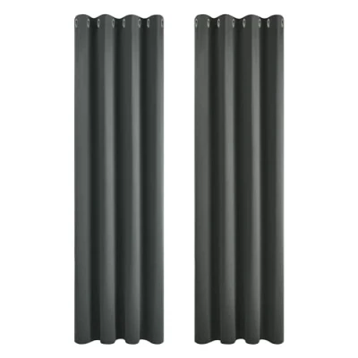 Bild av Deconovo Kylbeständiga värmeisolerade mörkläggningsgardiner, modern design med öljetter, 117 x 214 cm, mörkgrå, gardiner för vardagsrum och sovrum, 2 delar