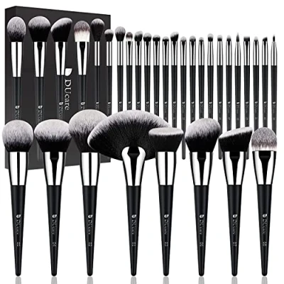 Bild av DUcare Professionellt sminkborstset i 32 delar, förstklassigt syntetisk Kabuki foundationsminkborste, blending, concealer, ögonskugga, presenter för kvinnor, svart