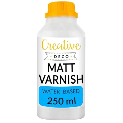 Bild av Creative Deco Akryl Mattlack 250ml Flaska Professionell Vattenbaserad Ytfinish Permanent Färglös Lack Inredning och Utvändig Användning Perfekt för Decoupage, DIY, Hantverksprojekt