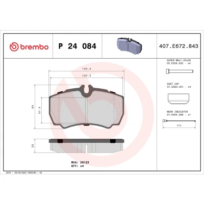 Bild av BREMBO P 24 084 Jeu de plaquettes frein contact signal d&#039;usure inclus avec vis d&#039;étrier accessoires