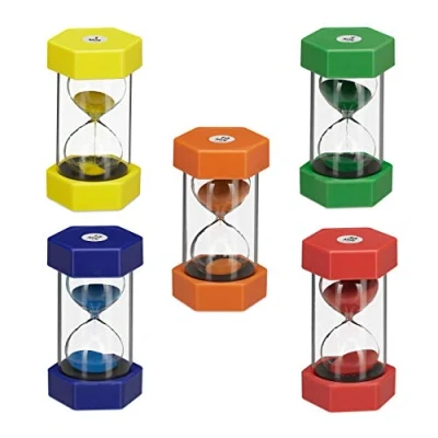 Bild av Relaxdays 10024319 XXL, 5X, 1, 5, 10, 15, 30 min, okrossbar, färgglada timglas set, barn, tid inlärning