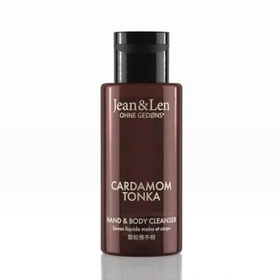 Bild av Jean &amp; Len Mini Hand Body Cleanser Cardamom Tonka, för en väldoftande rengöringsupplevelse, kropps och handtvål i högkvalitativ flaska, perfekt resor, exotisk kryddig doft, vegansk, 50 ml
