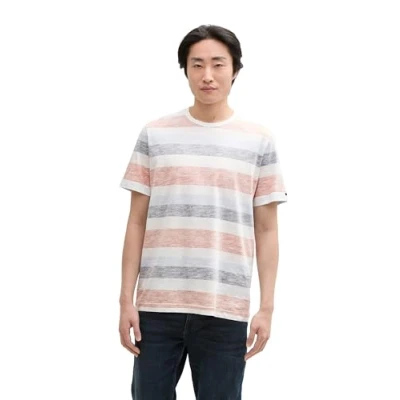 Bild av TOM Tailor Inside Printed stripe Tshirt med print, Storlek: 3XL, Orange multi color