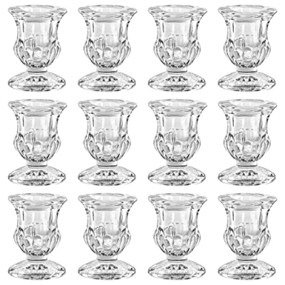 Bild av Belle Vous Uppsättning med Avsmalnade Ljushållare (12 Pack) B4,7 x H6,3 cm Kristallklara Hållare i Glas för Hemornament, Bordsdekoration Bröllop &amp; Aromterapigåva