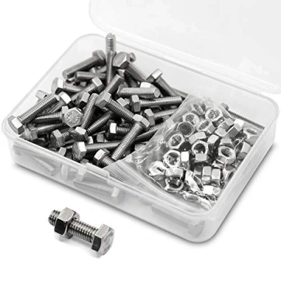 Bild av M5 x 16 mm 80 stycken 304 rostfritt stål sexkantsskruvar bultar och muttrar set, maskinskruvar skruvar