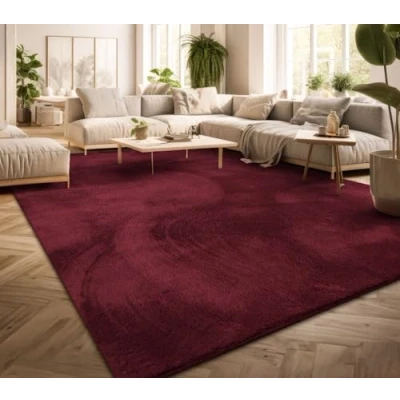 Bild av Matta Vardagsrum Stor Enfärgad Modern Design Tvättbar Gul Guld, Färg: Röd, Storlek:120x170 cm