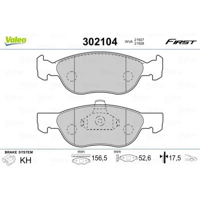 Bild av VALEO 302104 Jeu de plaquettes frein FIRST Essieu avant contact signal d&#039;usure exclu sans tôle anti bruit FIAT: Punto II 3/5 portes