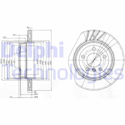 Bild av DELPHI BG3943 Disque de frein 320 22 5 ventilé huilé non traité sans roulement roue, bague ABS BMW: X3