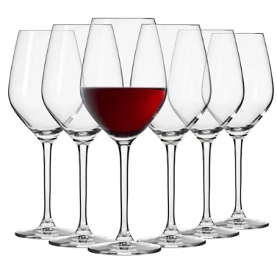 Bild av KROSNO Små röda Vinglas Set med 6 300 ML Splendour samlingen Kristallglas Perfekt för hem, restauranger och fester Diskmaskin säker