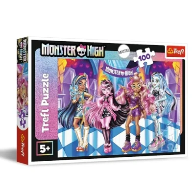 Bild av Trefl Monster High Skrämmande vänner, pussel 100 bitar Färgglatt med sagans karaktärer, Kreativ underhållning, för barn från 5 år