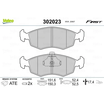 Bild av VALEO 302023 Jeu de plaquettes frein Essieu avant contact signal d&#039;usure inclus avec tôle anti bruit FIAT: Doblo I Break, Cargo