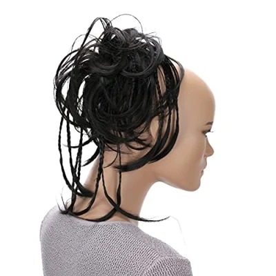 Bild av CAISHA XXL Hårstycke Hårelastiskt Updos Brudfrisyrer Voluminöst Vågigt Bulle Svartbrun G17D