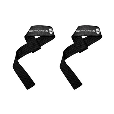 Bild av Gymreapers Lyftande handledsremmar för tyngdlyftning, bodybuilding, powerlifting, styrketräning, dödlyfter vadderad neopren med 45 cm bomull, svart ingen stoppning