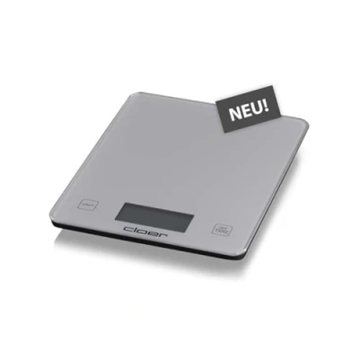 Bild av Cloer 6878 Digital köksvåg för upp till 10 kg, Tillagd vikt funktion, viktmätning i 1 g steg, kvantitet gram, milliliter eller uns, Glasyta, LCD skärm, silver