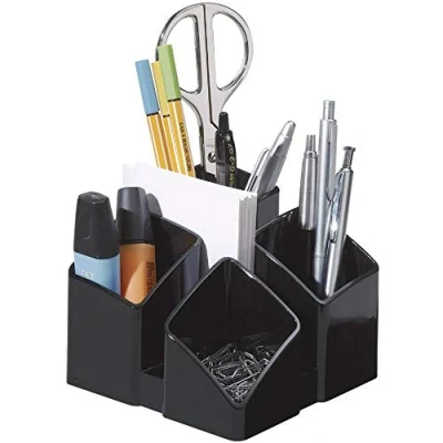 Bild av HAN 17450 13, SCALA Desk Tidy. Exklusiv design möter funktion: elegant, glansig och utbyggbar. Med 4 fack korthållare svart