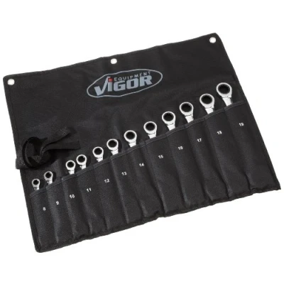 Bild av VIGOR V1031 Kit de clés à fourche et polygonale cliquet 72 12 Chasse goupilles