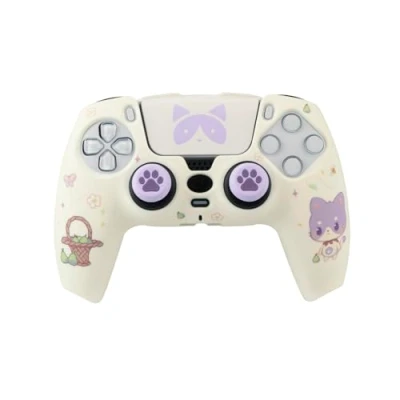 Bild av TANOOKI Maneki kombinationspaket, hudkontroll, PS5, hårt fodral + grepp pekplatta för DualSense, söt katt, tillbehörssats Playstation 5