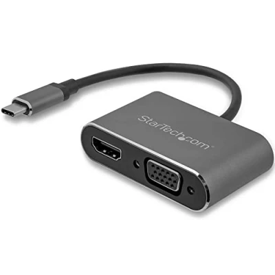 Bild av StarTech.com USB C to VGA and HDMI adapter Aluminum Multiport external video IT6222 space grey