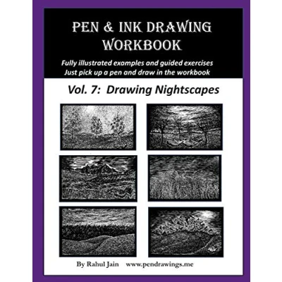 Bild av Pen and Ink Drawing Workbook Vol. 7: Learn to Draw Nightscapes