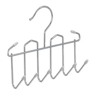 Bild av Relaxdays, silverbälteshållare, metall, 8 krokar för tillbehör, utrymmesbesparande, slipshållare, skåp, multi bälteshängare