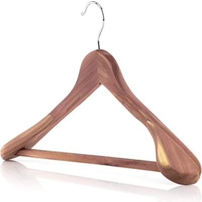 Bild av HANGERWORLD 10 cederträ 45 cm bred klädhängare med halkfri räfflad byxstång