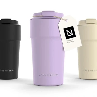 Bild av LARS NYSØM Thermo Kaffeebecher to go 500ml er Travel Mug 0,5 Liter med isolering Utsläppssäker rostfri termosmugg för kaffe och te på språng Teebecher (Lavender Purple, 500ml)