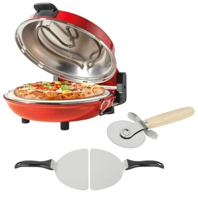 Bild av Petra PT5666VDE Elektrisk pizzaugn inomhus, 1 200 W, 5 temperaturnivåer, snabb uppvärmning, pizza på 30,5 cm minuter, avtagbar pizzasten, skärare och 2 pallar