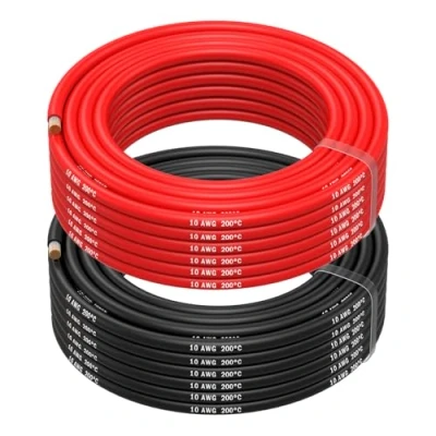 Bild av MMOBIEL 10 AWG Elektrisk Silikonkabel Gauge (5,26 mm²) Förtennad Kopparkabel 2 Separata Kabeln Röd &amp; Svart Varje 10m / 32.8ft för RC, Drönare, 3D Skrivare, Batterier, Högtalarkablar, Led Strips