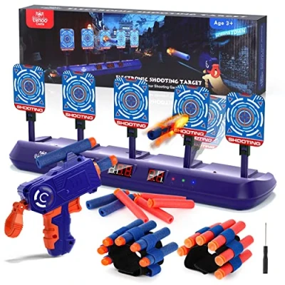 Bild av Lehoo Castle Nerf målskiva, 5 måltavlor, elektrisk med leksakspistol, bilåterställning, skjutskivor skumpilar, ljus och ljud, gåva till pojkar