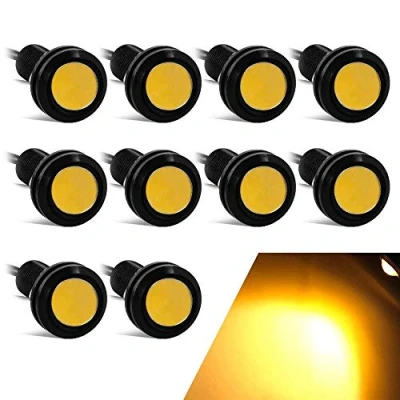 Bild av Yifengshun Universal 10 st 18 mm örnöga LED ljus DRL dagsljusbelysning superljus 9 W dimljus svans/bakåt/rund markörbelysning för bil, motorcykel 12 V (bärnsten)