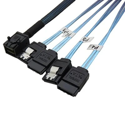 Bild av YIWENTEC Intern HD Mini SAS (SFF 8643 Host) till 4X SATA (mål) hårddiskkabel (100 cm) (8643 1 m)