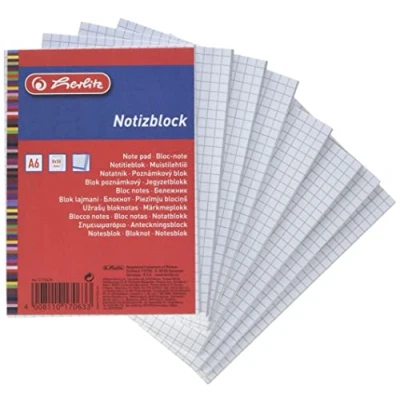 Bild av Herlitz 170639 Hushållsblock A6, 50 ark 8 stycken