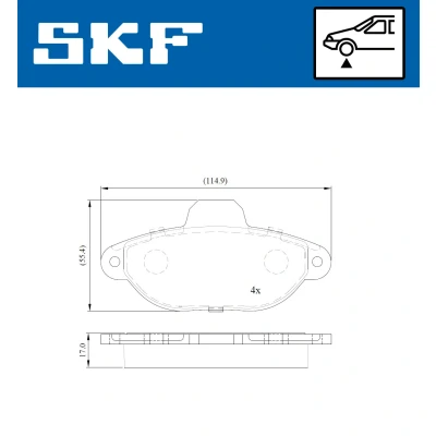 Bild av SKF VKBP 80162 E Jeu de plaquettes frein contact signal d&#039;usure inclus FIAT: Panda II 5 portes