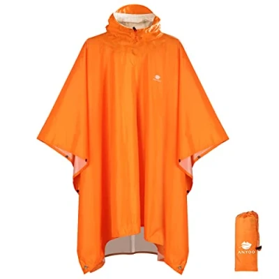 Bild av Anyoo Lätt, vattentät, återanvändbar och ventilerad poncho med huva; perfekt för utomhusbruk; en storlek, Färg: blå, One Size
