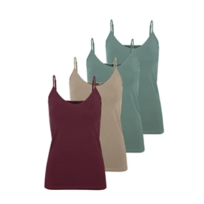 Bild av VERO MODA Damer Vmmaxi My Soft V Singlet Noos Top, Mehrfarbig (2x Laurel Wreath, 1x Port Royale, Crockery), L