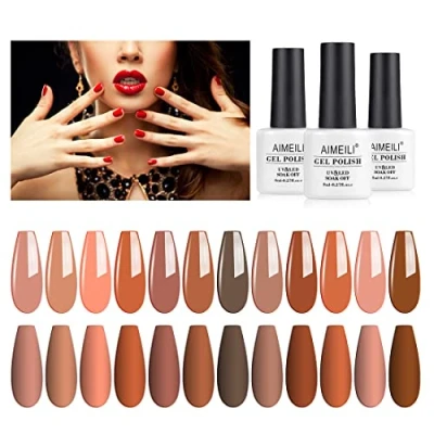 Bild av AIMEILI Gel Nagellack Kit, 8 ml 12 färger Blötlägg av UV LED Lättterapi Lim Nagel konst Polish Gift Kit 1
